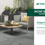 Gartenmöbel von Villeroy & Boch mit einem Tisch und zwei Sesseln in einem modernen Design.