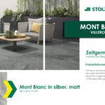 Mont Blanc Fliesen in Silber mit mattem Finish, quadratisch und 60x60 cm groß.