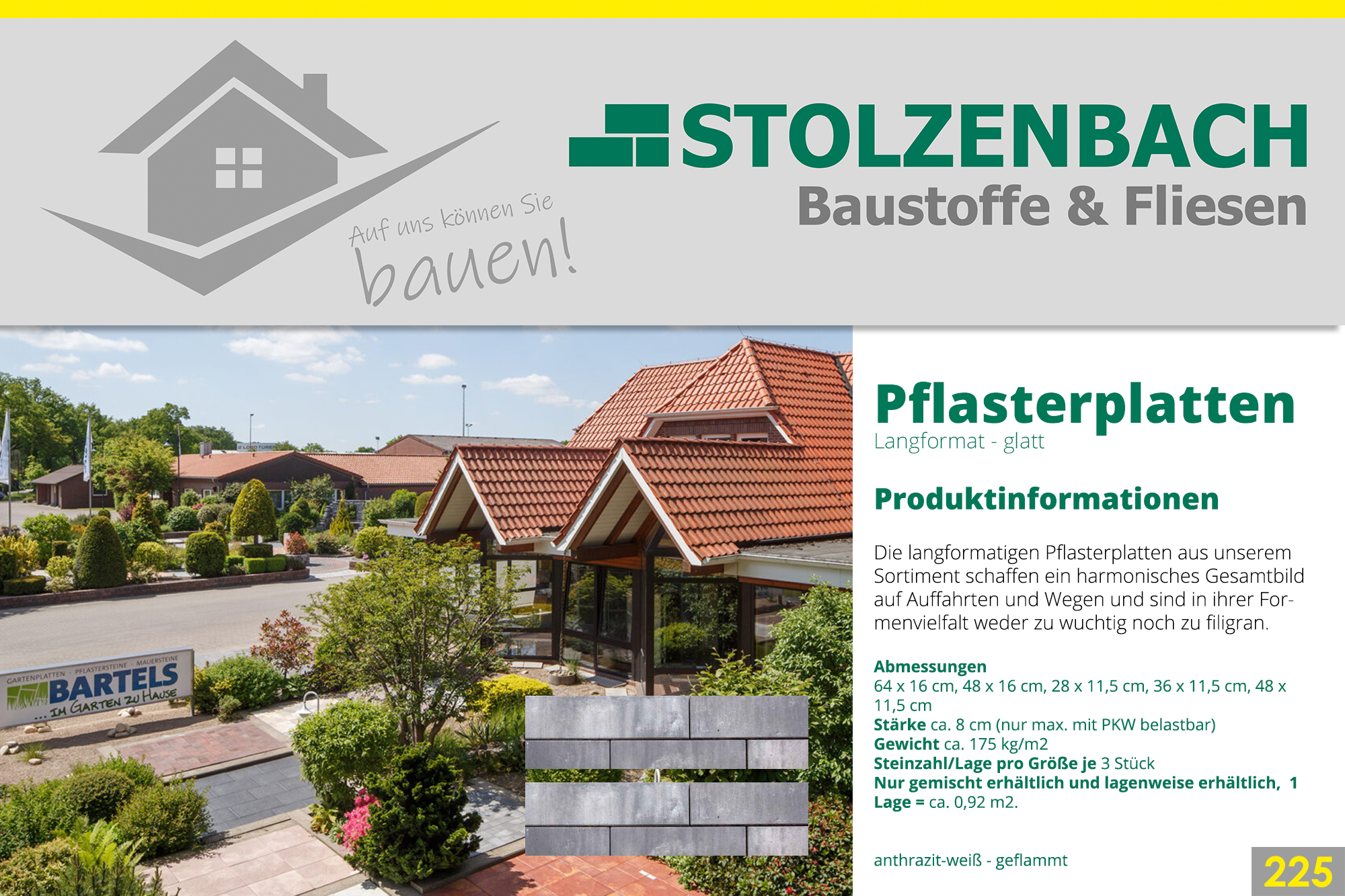 Bartels Pflasterplatten - anthrazit-weiß geflammt 225