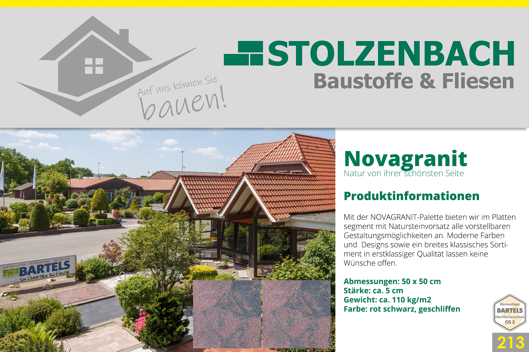 Bartels Terrassenplatte Novagranit Shipley rot-schwarz geschliffen