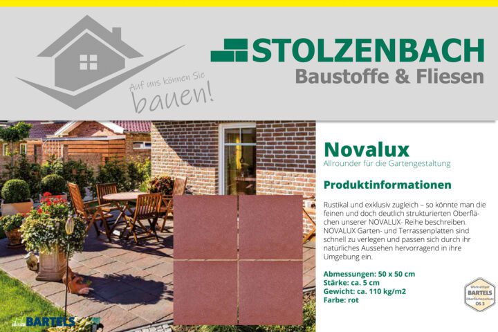 NOVALUX-Platten rot 50 × 50 × 5 cm – robust und elegant