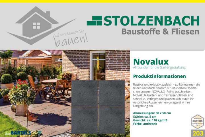 Bartels Terrassenplatte Novalux anthrazit 50 x 50 x 5cm