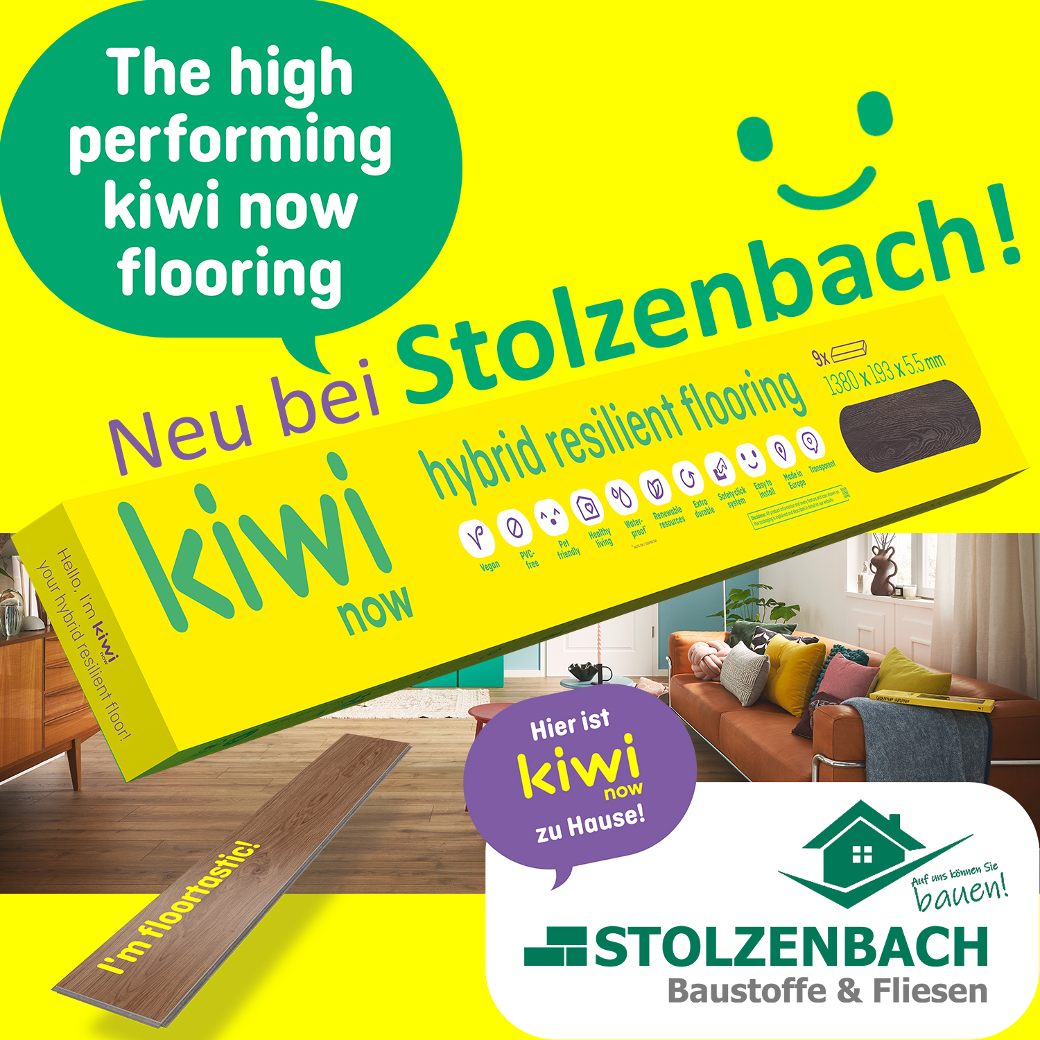 Neuer Hybrid-Resilient Boden exklusiv Bremen bei Stolzenbach Baustoffe: 🌱 Kiwi now 💚