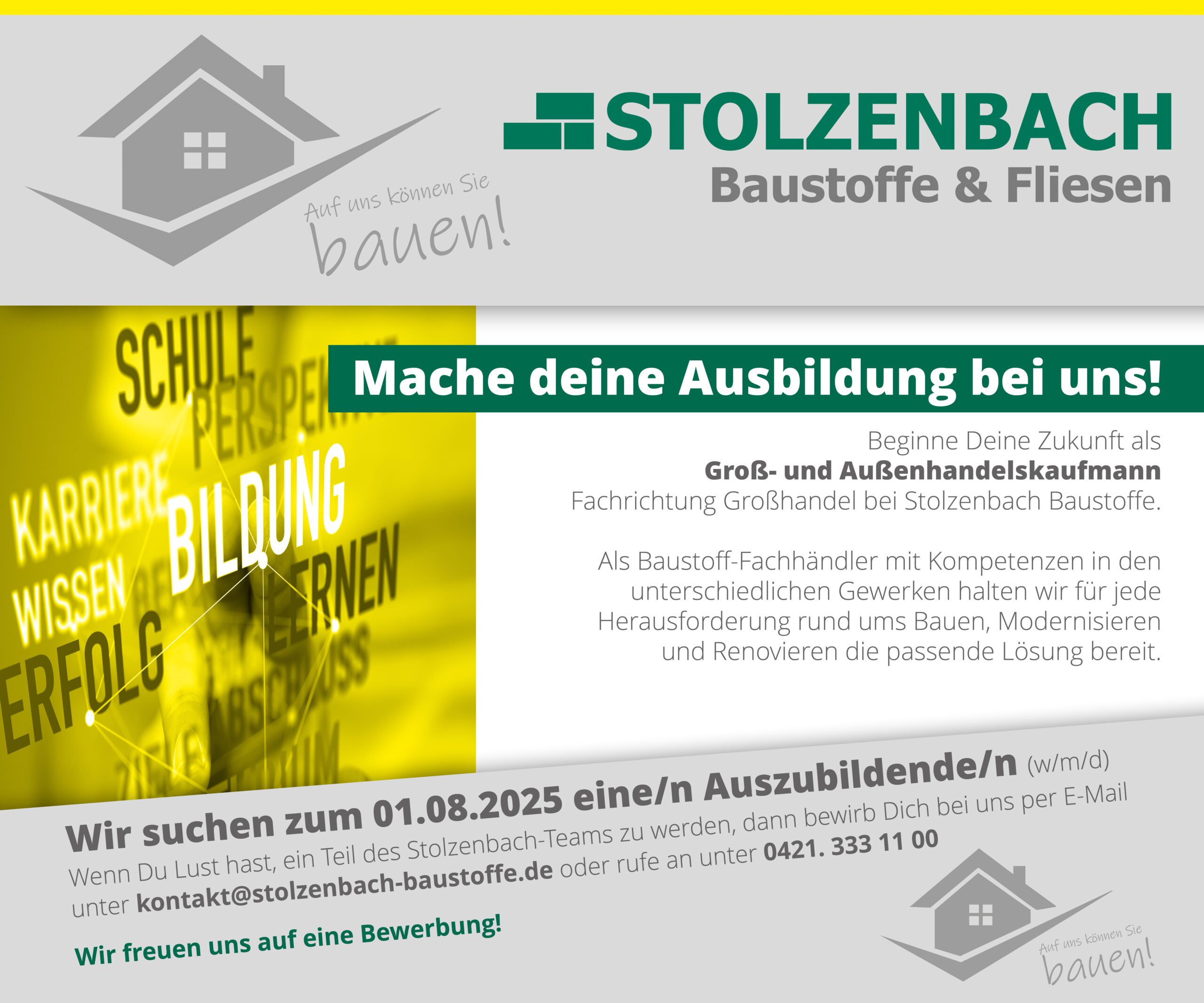 Mach deine Ausbildung bei Stolzenbach Baustoffe