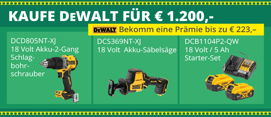 223€ Weihnachtsprämie von DeWalt sichern bei Stolzenbach Baustoffe