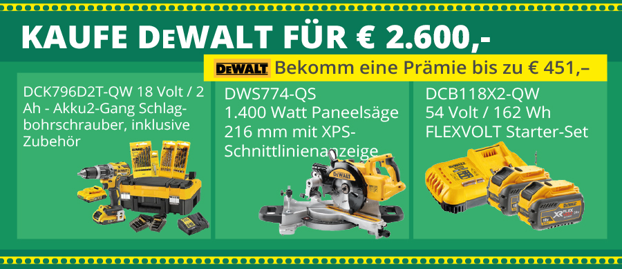 451€ Weihnachtsprämie von DeWalt sichern bei Stolzenbach Baustoffe