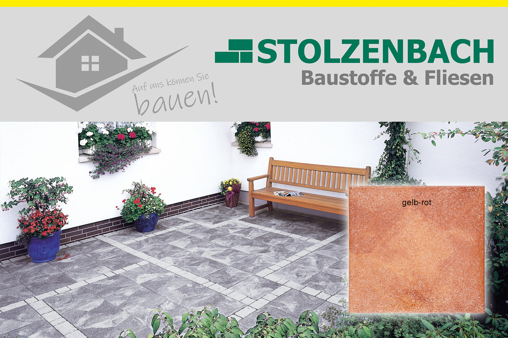 Granitplatte Novagranit gelb-rot von Bartels bei Stolzenbach Baustoffe in Bremen kaufen