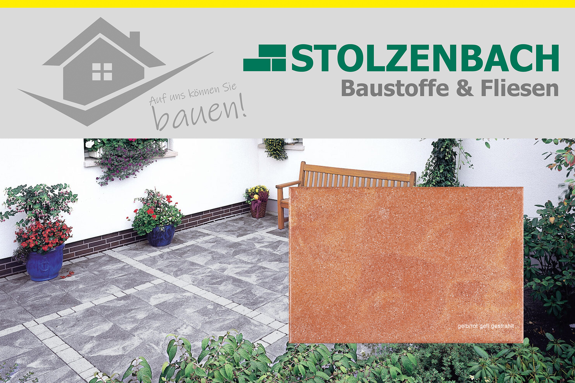 Granitplatten Novagranit gelb/rot von Bartels bei Stolzenbach Baustoffe in Bremen kaufen