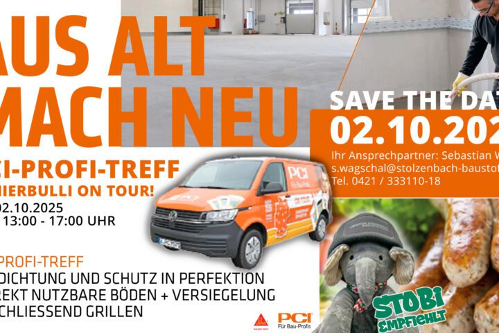 PCI-Sanierbulli Event bei Stolzenbach Baustoffe in Bremen mit Produktvorführungen und Grillen am 02. Oktober 2025