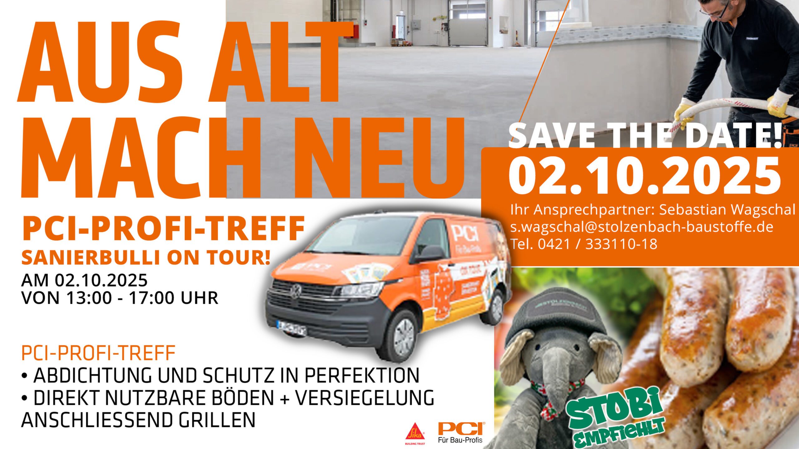 PCI-Sanierbulli Event bei Stolzenbach Baustoffe in Bremen mit Produktvorführungen und Grillen am 02. Oktober 2025