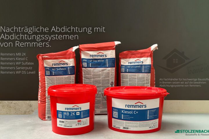 Nachträgliche Kellerabdichtung mit Remmers Abdichtungssystemen wie MB 2K, Kiesol C, WP Sulfatex und Sanierputz bei Stolzenbach in Bremen
