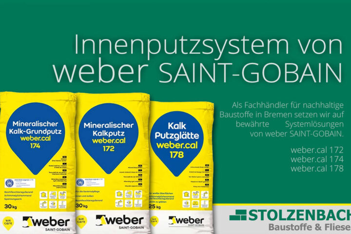 Weber.cal Kalkputz-System 172, 174 und 178 für Ihren Innenausbau bei Stolzenbach Baustoffe Bremen.