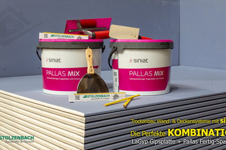 Siniat Pallas Mix Spachtelmasse und LaGyp Gipsplatten für Trockenbau Wand- und Deckensysteme bei Stolzenbach Baustoffe Bremen
