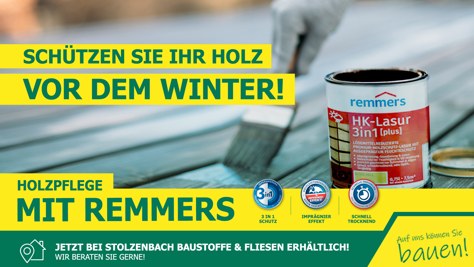 Remmers HK-Lasur 3in1 für Holzschutz im Außenbereich